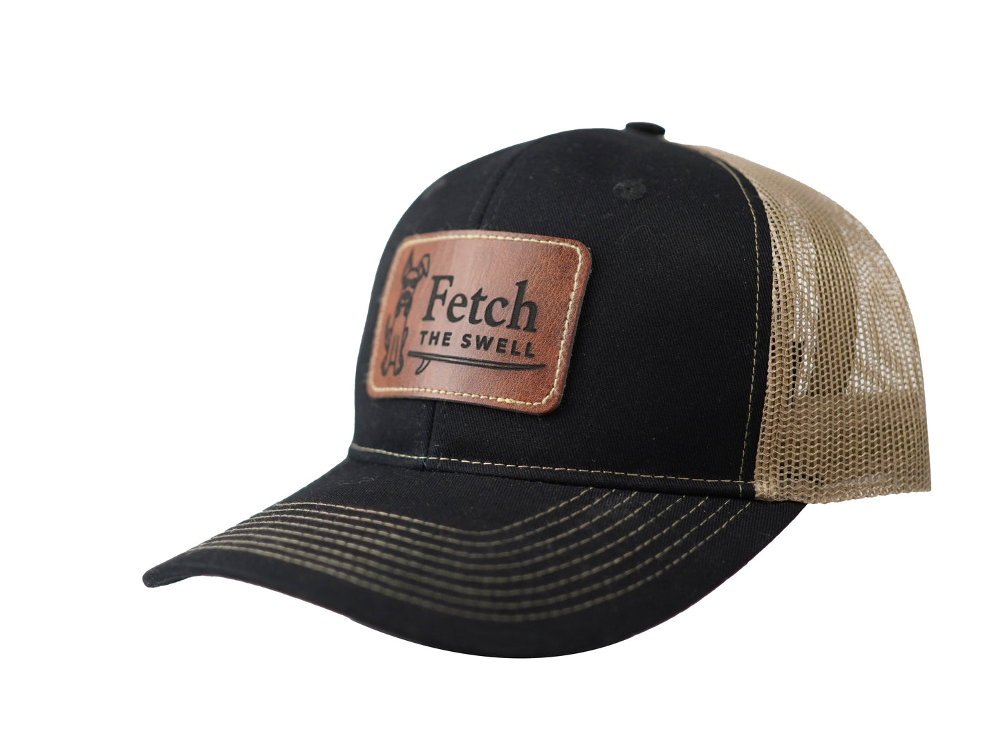 Leather Patch Trucker Hat – Black/Gold