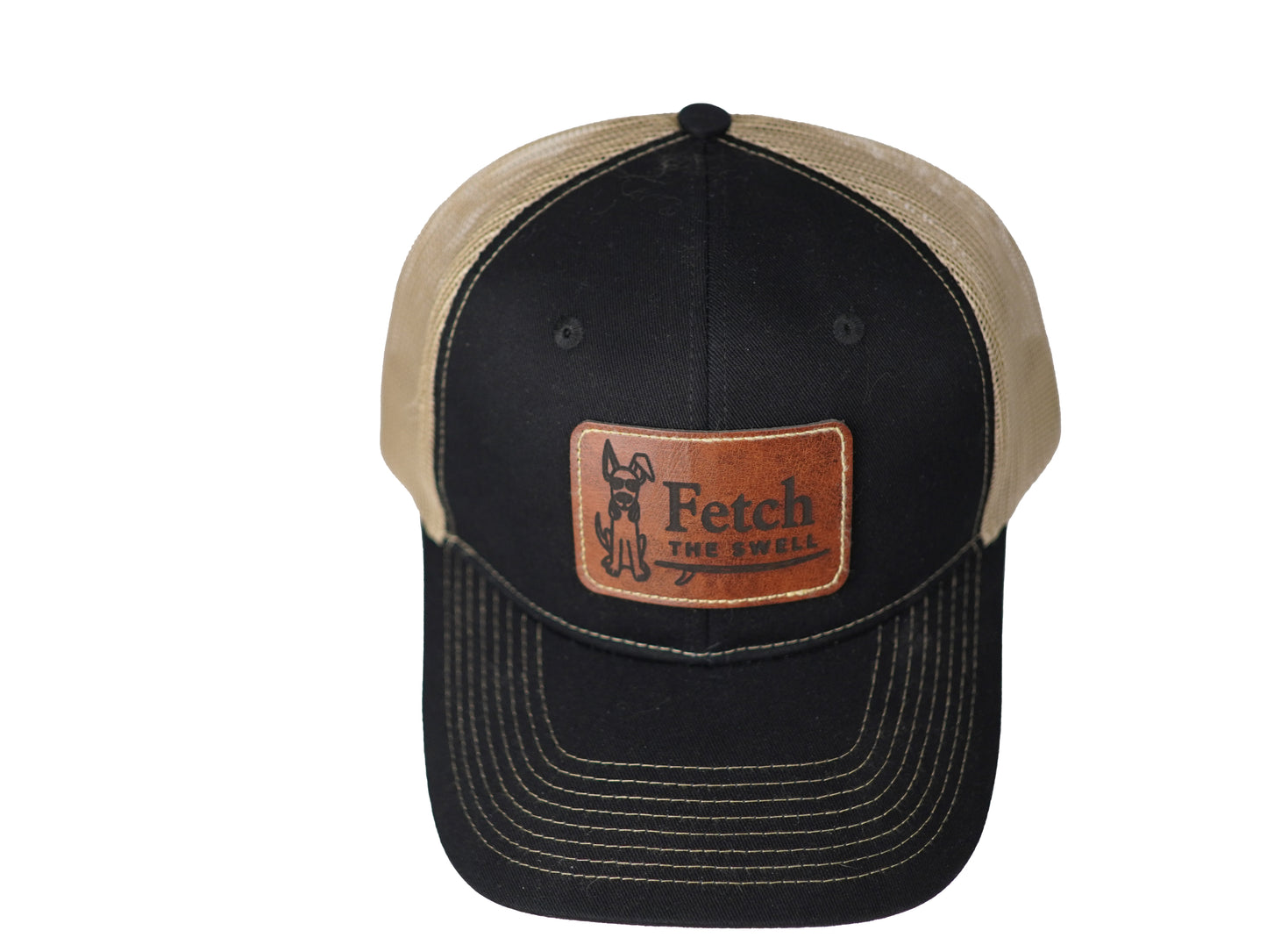 Leather Patch Trucker Hat – Black/Gold